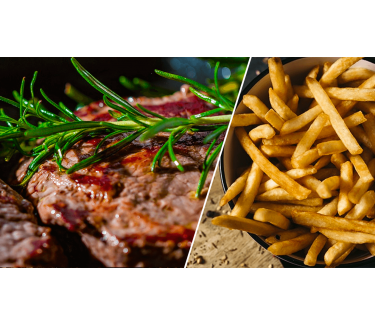 Menu steak de bœuf avec salade et dessert du chef dès 2 personnes